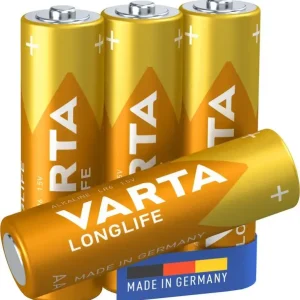 Esclusivo Varta Longlife, Batteria Alcalina, AA, Mignon LR6, 1.5V, Blister da 4, Made in Germany