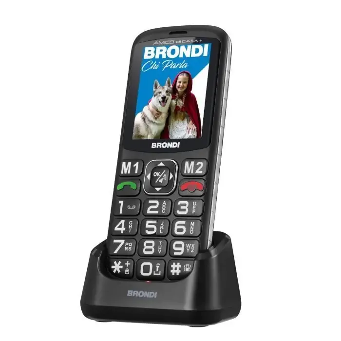 Brondi AMICO DI CASA+ 6,1 cm (2.4") Nero Telefono per anziani Di Tendenza