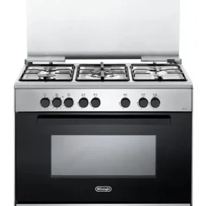 Scelto Dai Clienti De‘ Longhi FMX96SG Cucina a Gas Libera installazione 90cm 5 fuochi con forno elettronico ventilato con 83l Inox/Nero