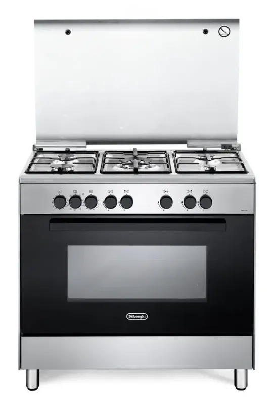 Scelto Dai Clienti De‘ Longhi FMX96SG Cucina a Gas Libera installazione 90cm 5 fuochi con forno elettronico ventilato con 83l Inox/Nero