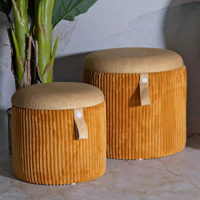 PUFF C/CONTENITORE BOLZANO SENAPE SET 2 PZ - FERRETTI Spedizione Espresso