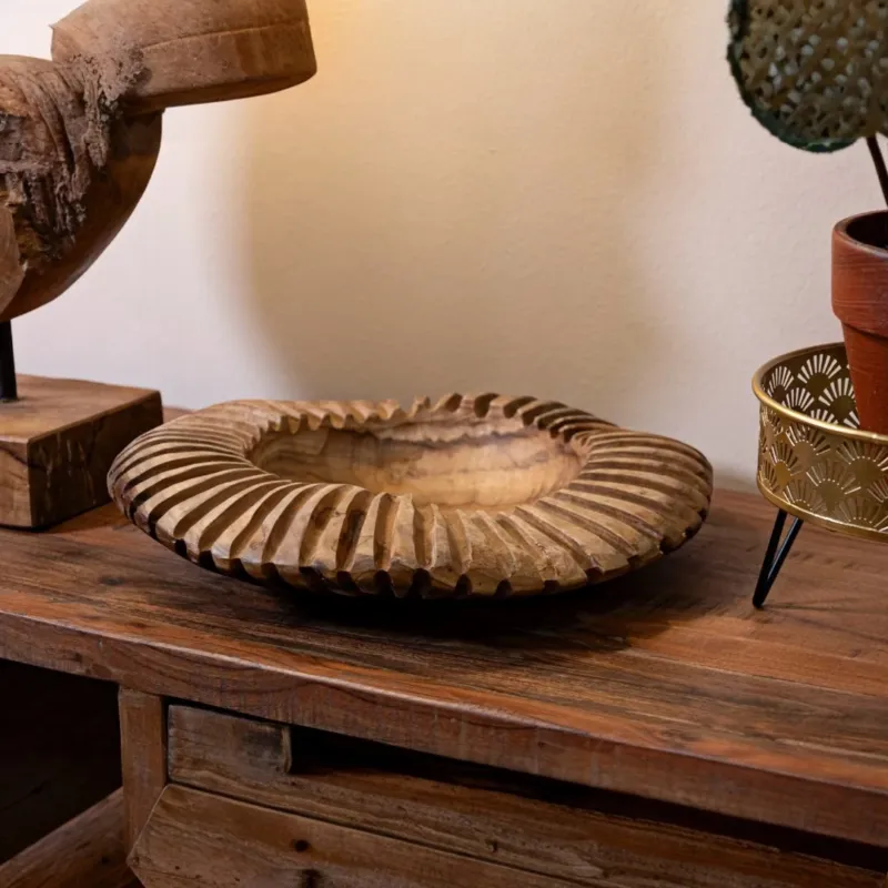 S/TASCHE GERIS CM Ø 35X7 IN TEAK RICICLATO (PEZZI UNICI - NON RIP. IN SERIE) - FERRETTI Quantità Limitata