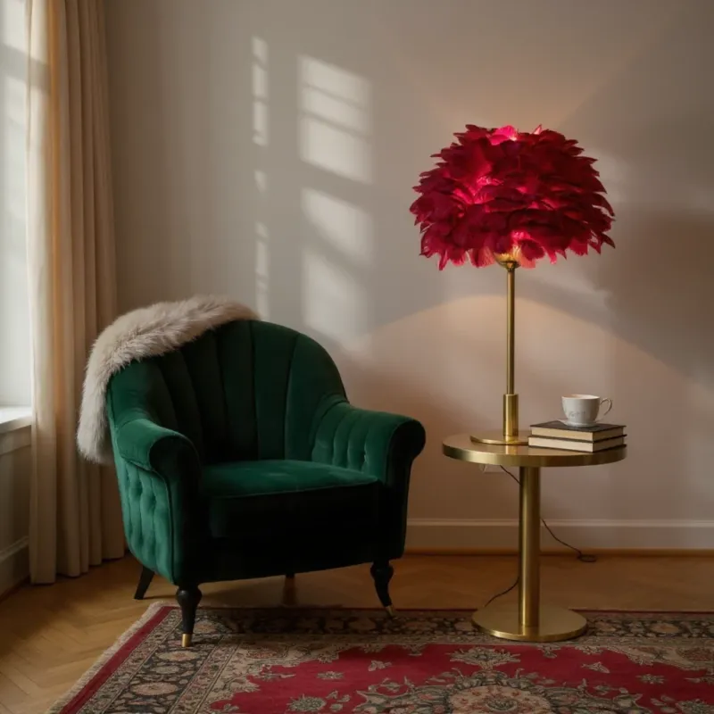 Super Prezzo LAMPADA DA TAVOLO BALL FEATHER BORDEAUX - FERRETTI