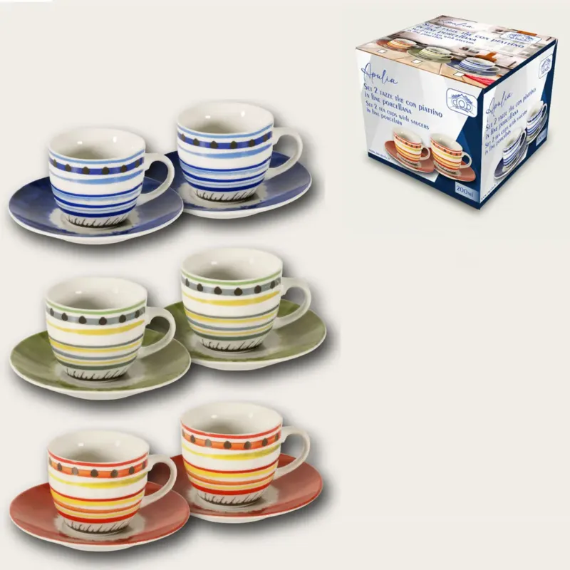 Set 2 Tazze Da The Apulia Con Piattino - Arca Ultima Occasione