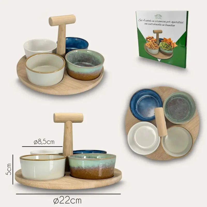 Più Venduto Set 4 Ciotole Reactive Tonde Con Vassoio - Arca