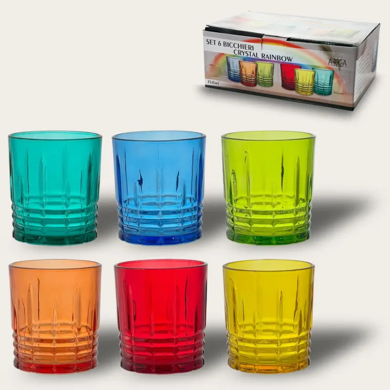 Set 6 Bicchieri Colorati Righe - Arca Reso Gratuito