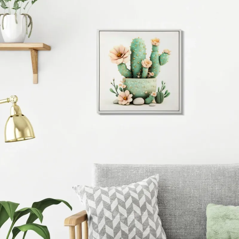 Super Prezzo STAMPA SU TELA LACCATA C/CORNICE VASETTO CACTUS -D- FERRETTI