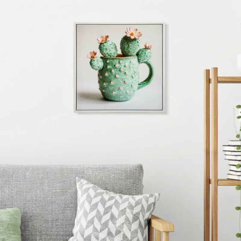 Must-Have STAMPA SU TELA LACCATA C/CORNICE VASETTO CACTUS -C- FERRETTI