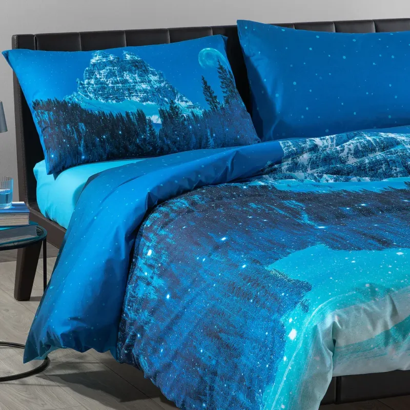 Nuova Collezione Completo Copripiumino Snow In The Blue Night Sogni di Viaggio Caleffi – Matrimoniale Cotone