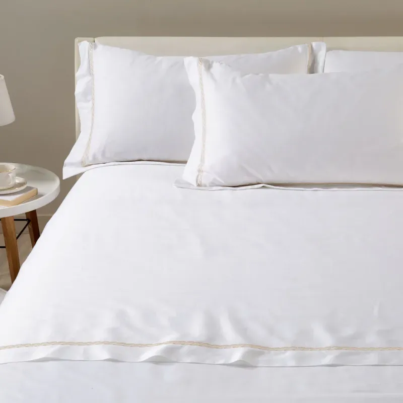 Completo Lenzuola In Raso Di Cotone Treccia Matrimoniale - Caleffi Bestseller