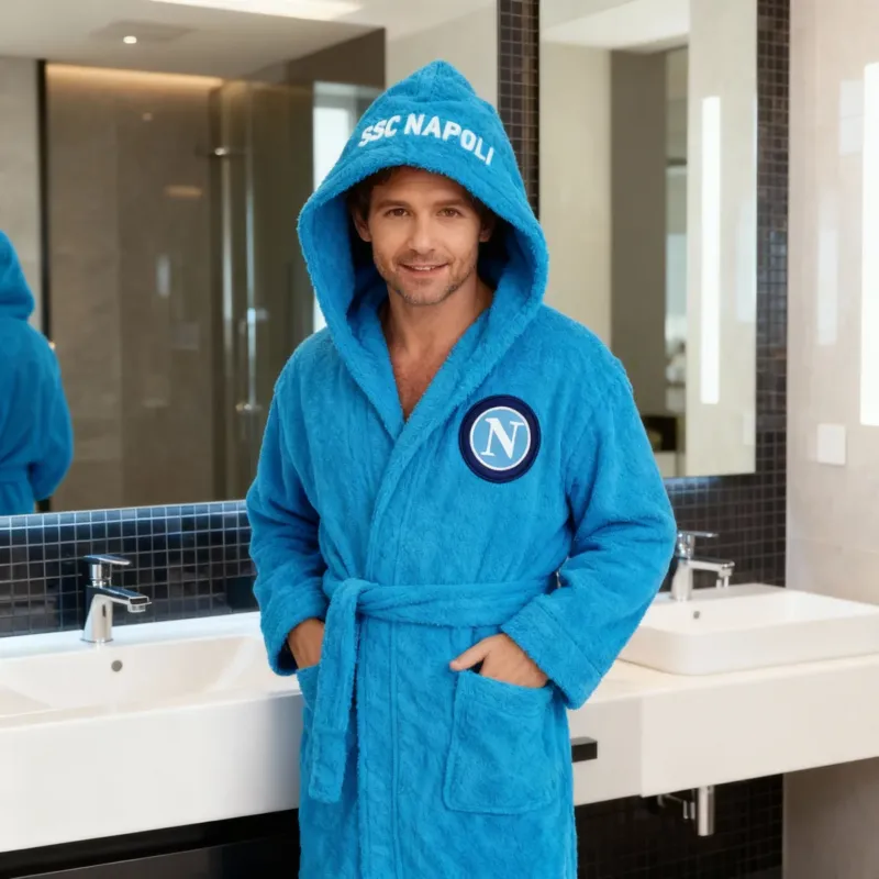 Accappatoio SSC Napoli Adulto in Spugna – S, M, L, XL, XXL Spedizione Espresso
