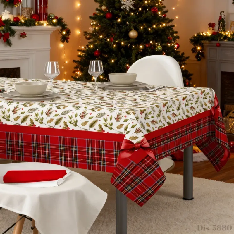 Consegna Rapida Tovaglia CHRISTMAS Natale Dis.5880 per 6/12/18/24 Posti - Kari