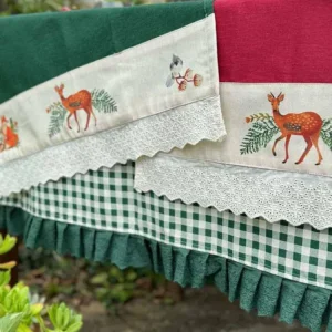 Set 2 runner Love forest cerbiatto con bordo in pizzo - L‘Atelier Miglior Prezzo