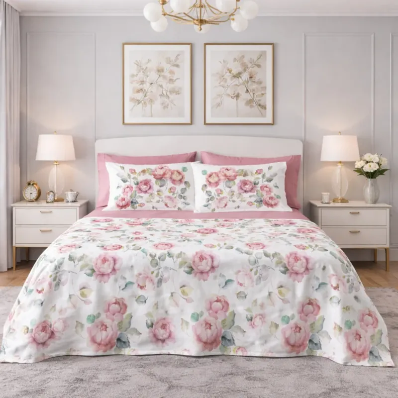 Scelto Dai Clienti Completo Letto In Cotone Rose - Linea Oro