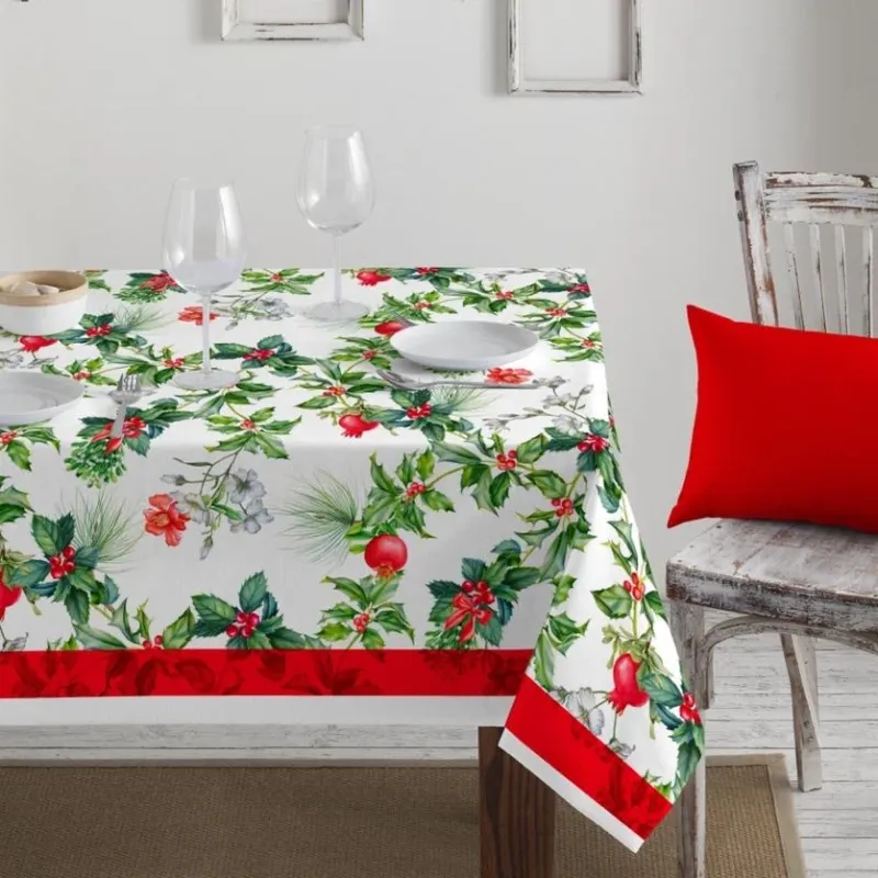 Prezzo Basso Tovaglia HOLLY CHRISTMAS Natale Dis.3347 per 18 Posti - Kari