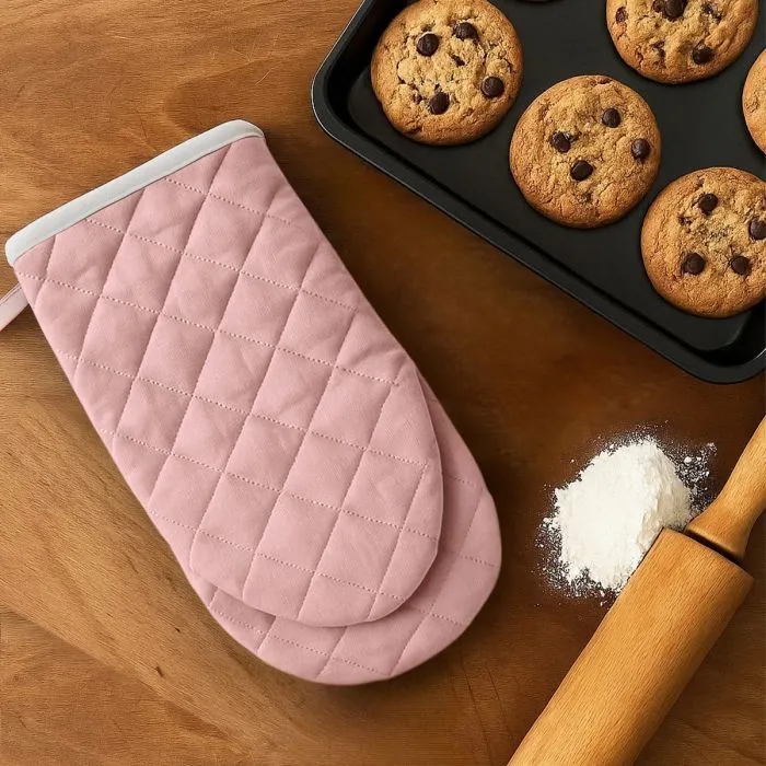 Di Tendenza Set 2 Guanti da Forno India in Cotone con Bordo Bianco - Maestri Cotonieri Home
